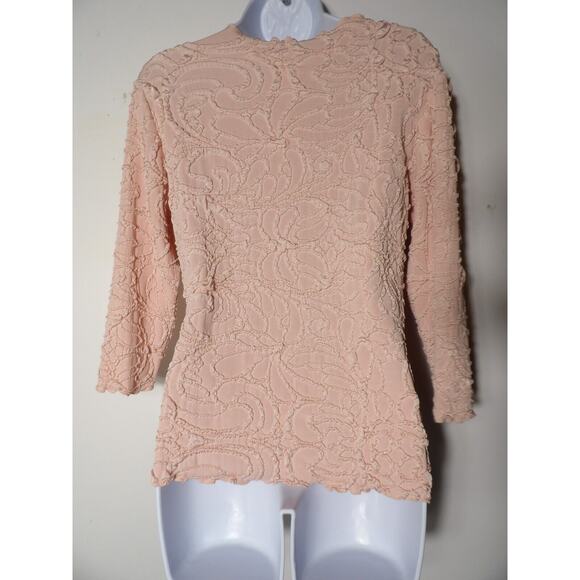 Haystacks Medium Fluence 3/4 Sleeve Surreal Textured Top Rose Quartz Light Pink - Picture 5 of 12